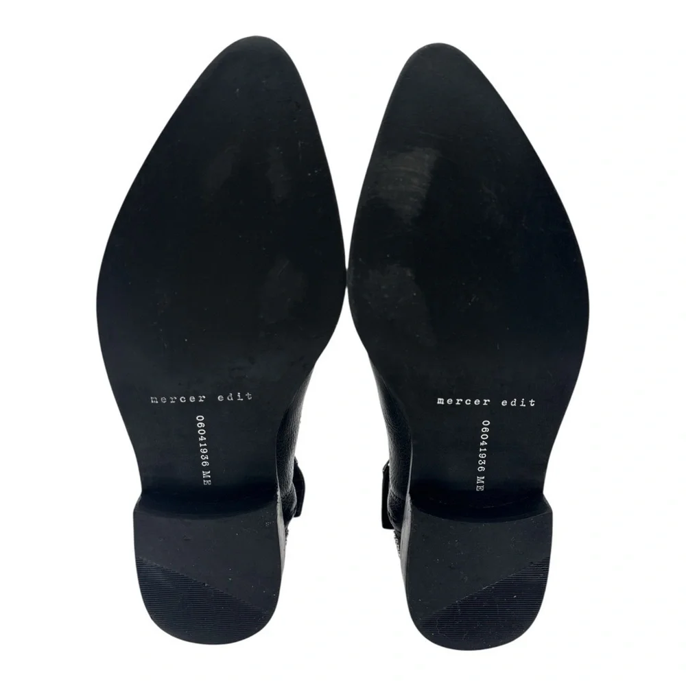 Mercer Edit Black Studded Leather Ankle Boots Size 5.5